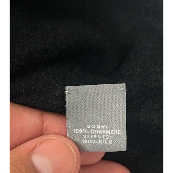 Neiman Marcus The Cashmere Collection Black Silk Long Sleeve (L) Career Classy - Picture 14 of 15